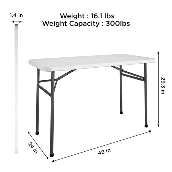 COSCO 4 ft. Straight Folding Utility Table - White - 1-Pack